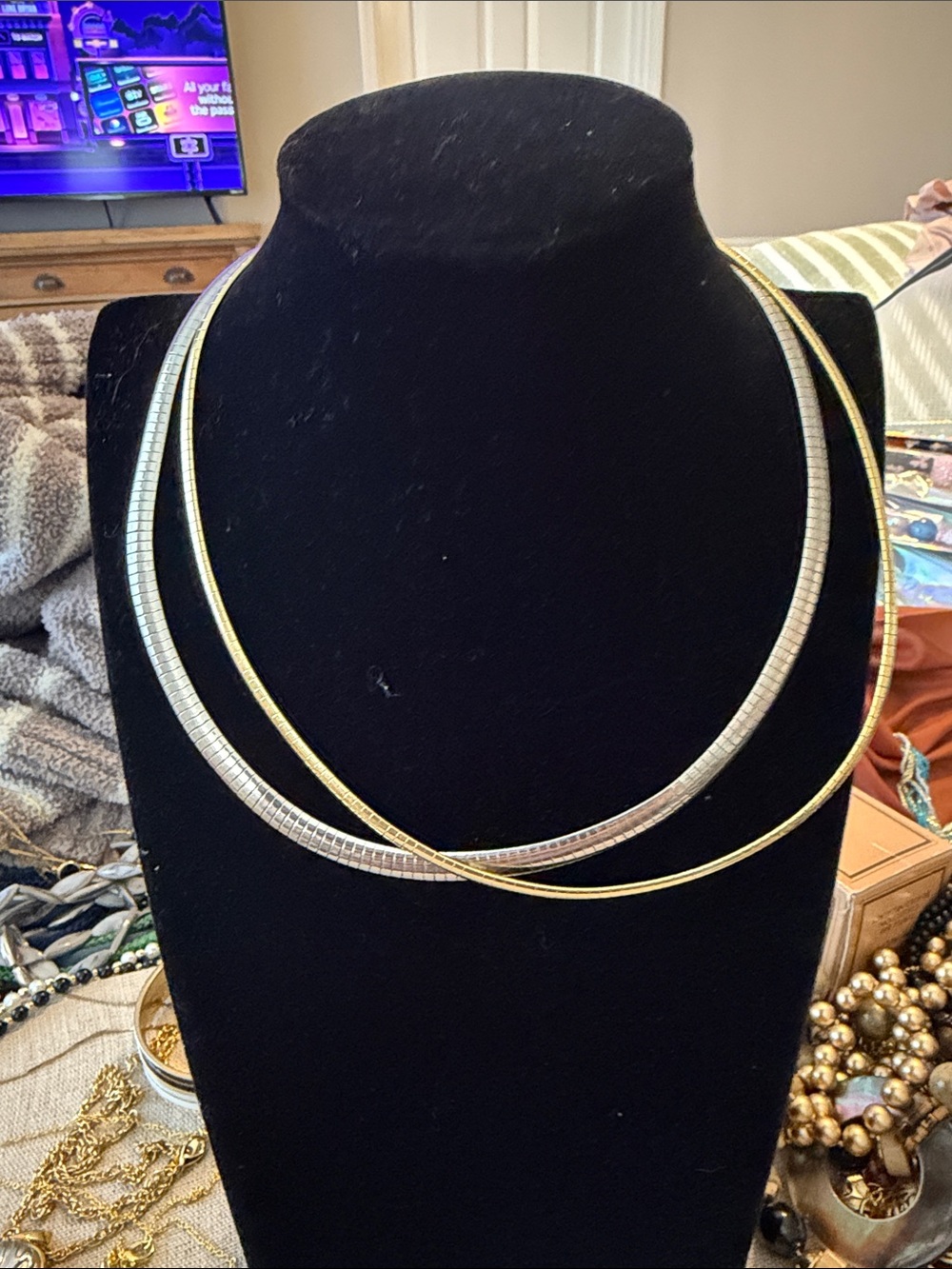 Omega Two-Tone Silver and Gold Collar Necklace